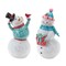 Winter Snowman Figurine Set of 2 Resin Holiday Tabletop Decor Blue White